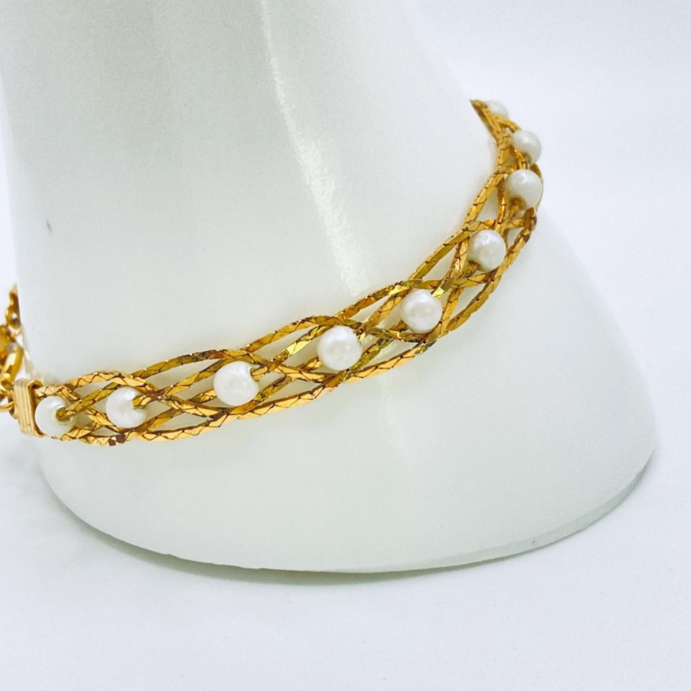 Avon Gold Bracelet with White Pearls